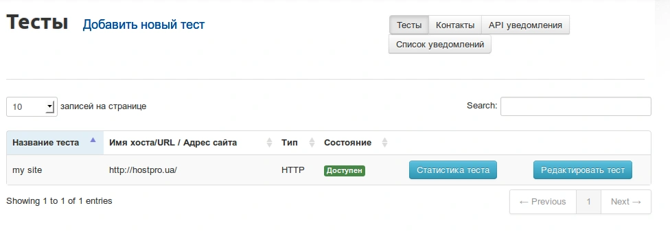 Тесты "Добавить новый тест" Мониторинг сайтов | Блог Hostpro
