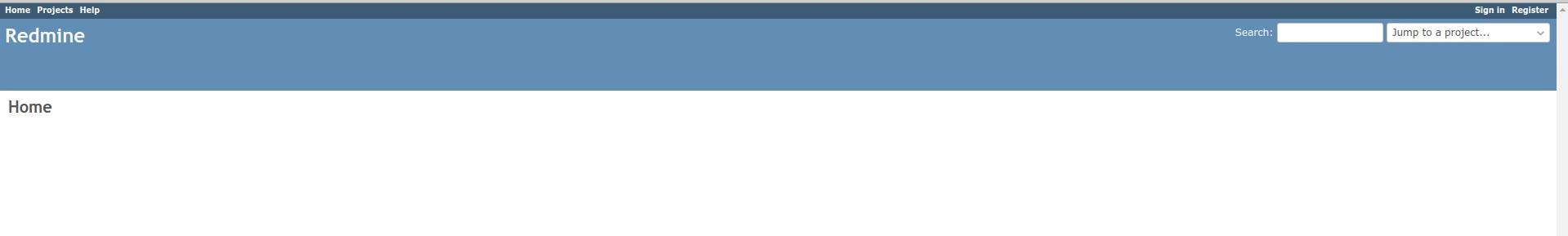  Redmine стартова сторінка