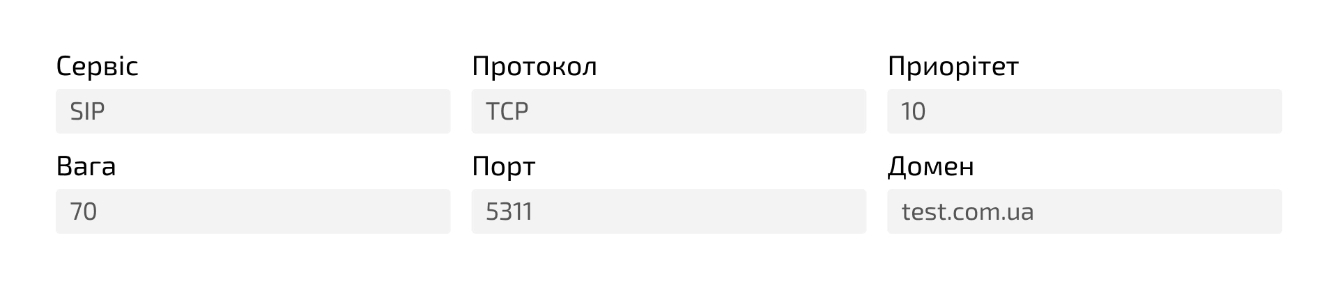 Пример SRV-записи, в которой указано, на каком сервере работают сетевые службы и на какой порт к ним приходят запросы.