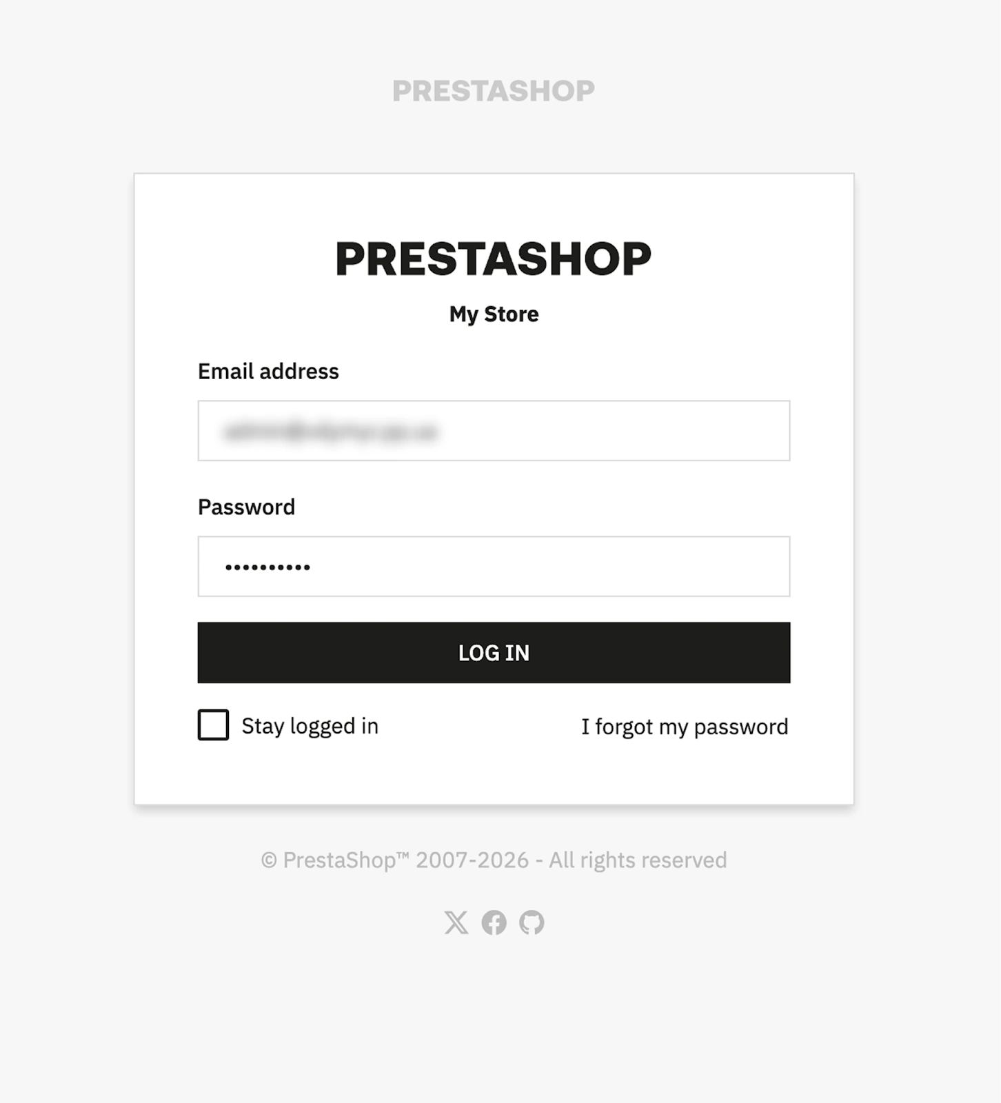 Авторизація в адмінці PrestaShop