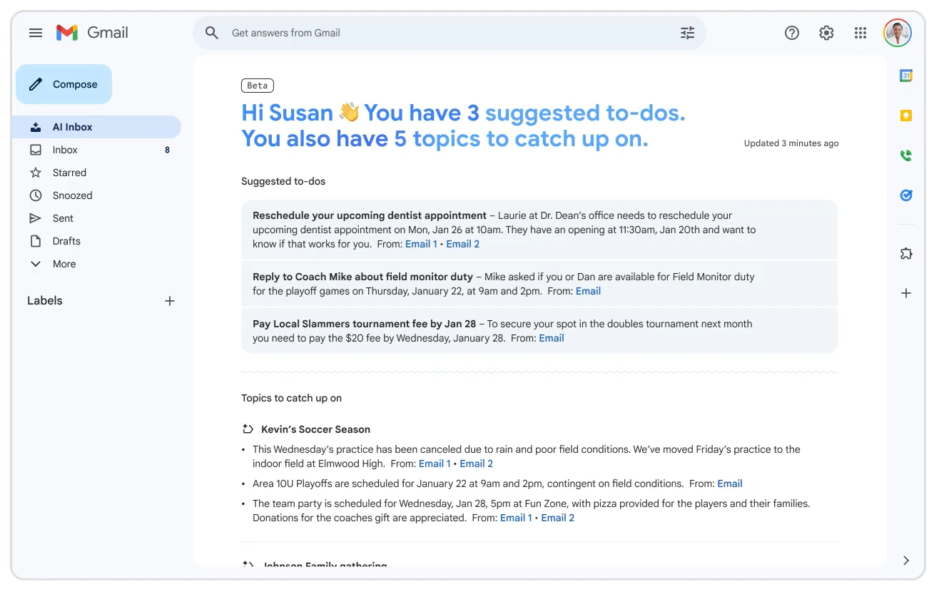 AI Inbox в Gmail: пріоритетні листи, які потребують вашої уваги