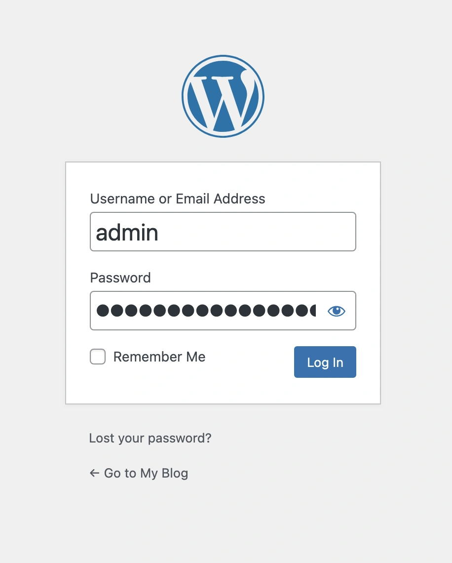 Процес авторизації в адміністративну панель WordPress