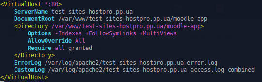 Як встановити Moodle на сервер. Створення нового файлу конфігурації для вашого сайту в Apache | Wiki HostPro 
