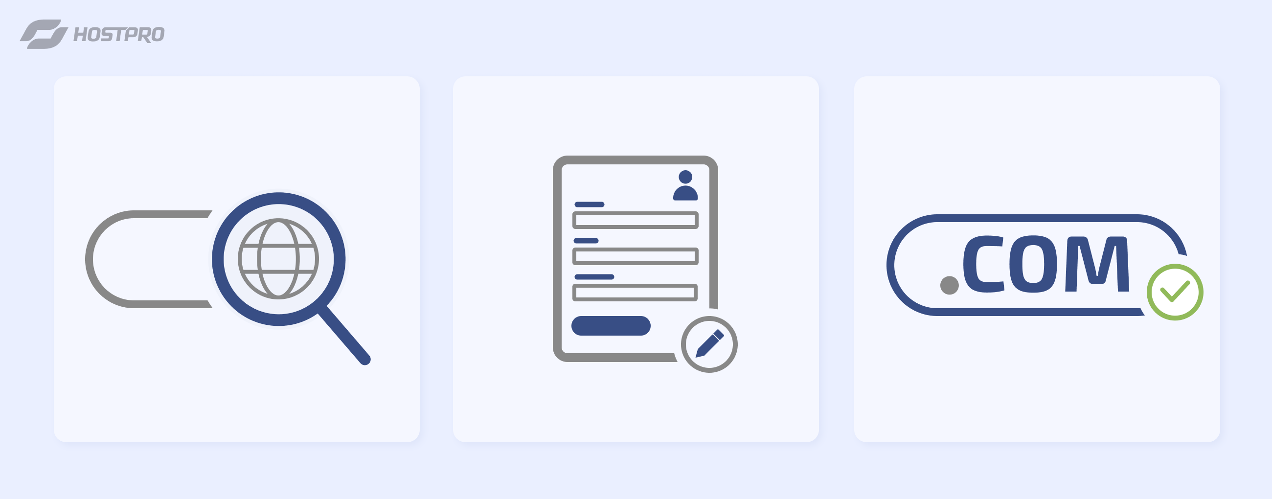 Процедура заказа и регистрации домена .COM