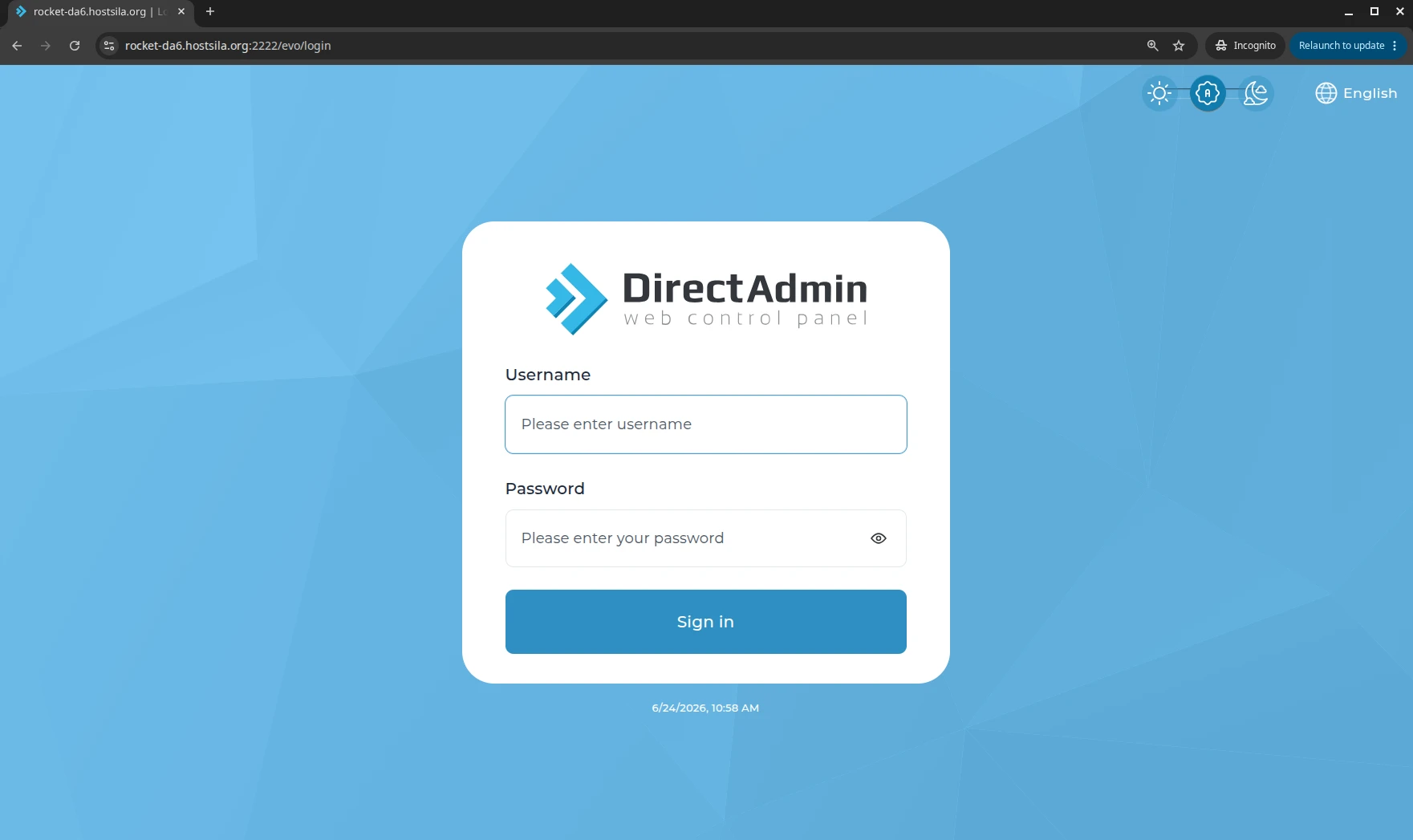 Как авторизоваться в панели управления DirectAdmin | Wiki HostPro
