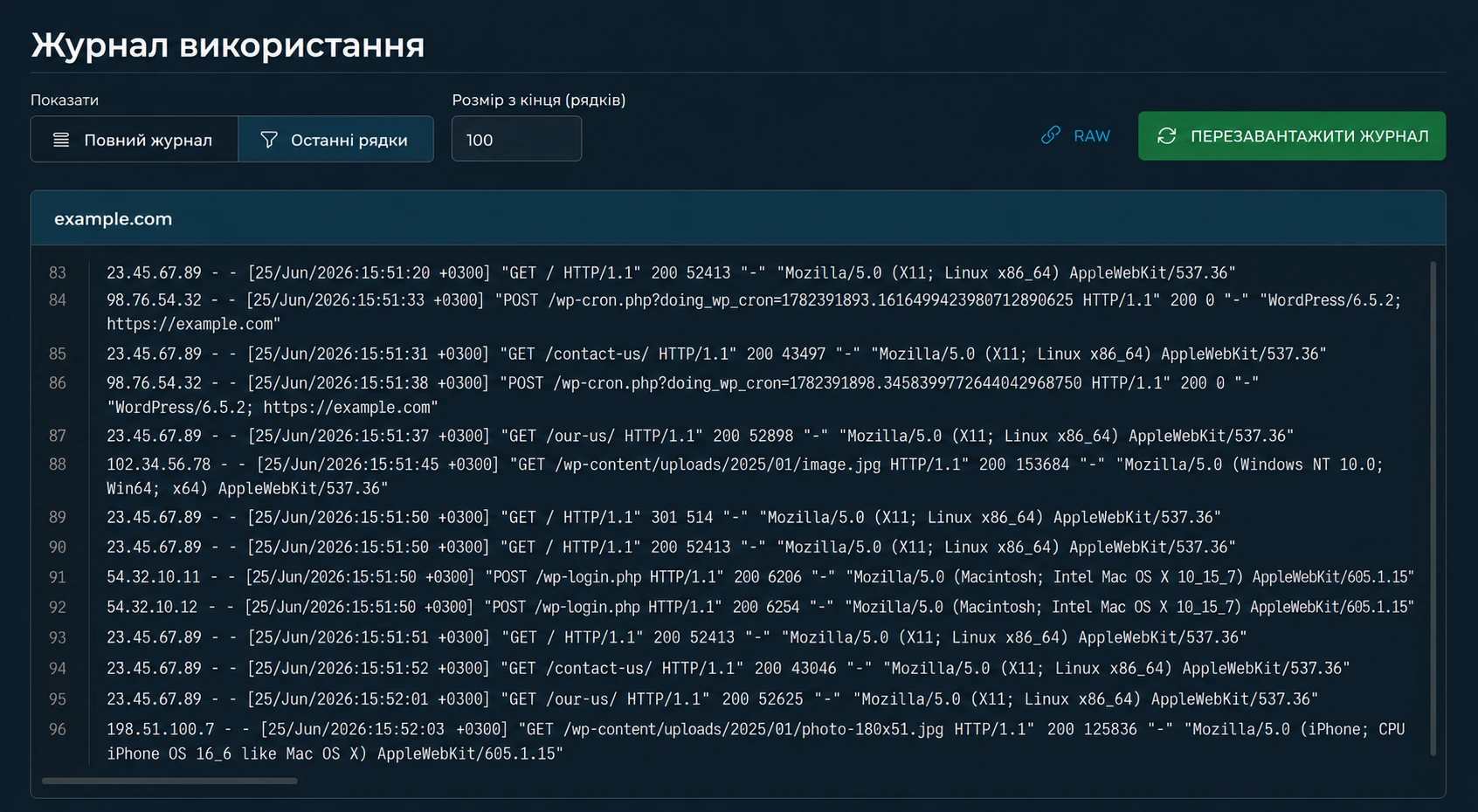 Журнал использования который позволяет просматривать каждый запрос отдельно в DirectAdmin | Wiki HostPro